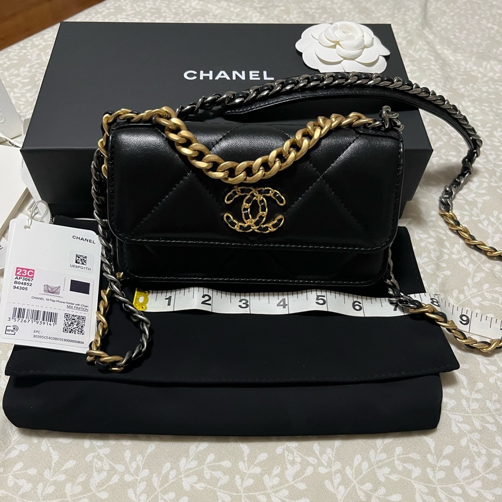 Chanel 19 phone/ clutch with chain